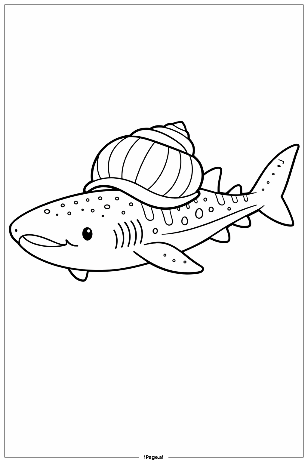 Página para colorear de Tiburón Ballena con Concha