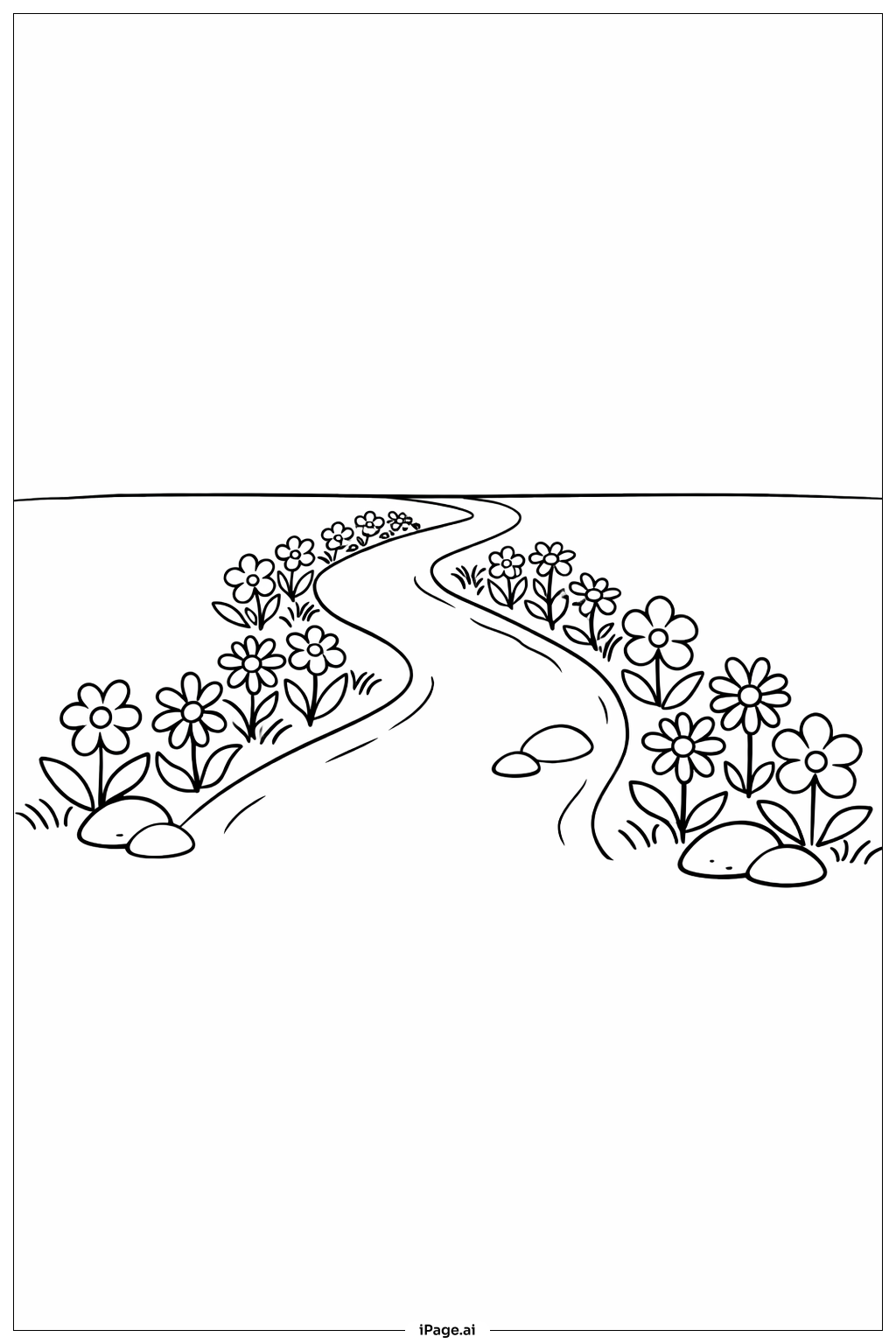 Winding Path Flowers Coloring Page