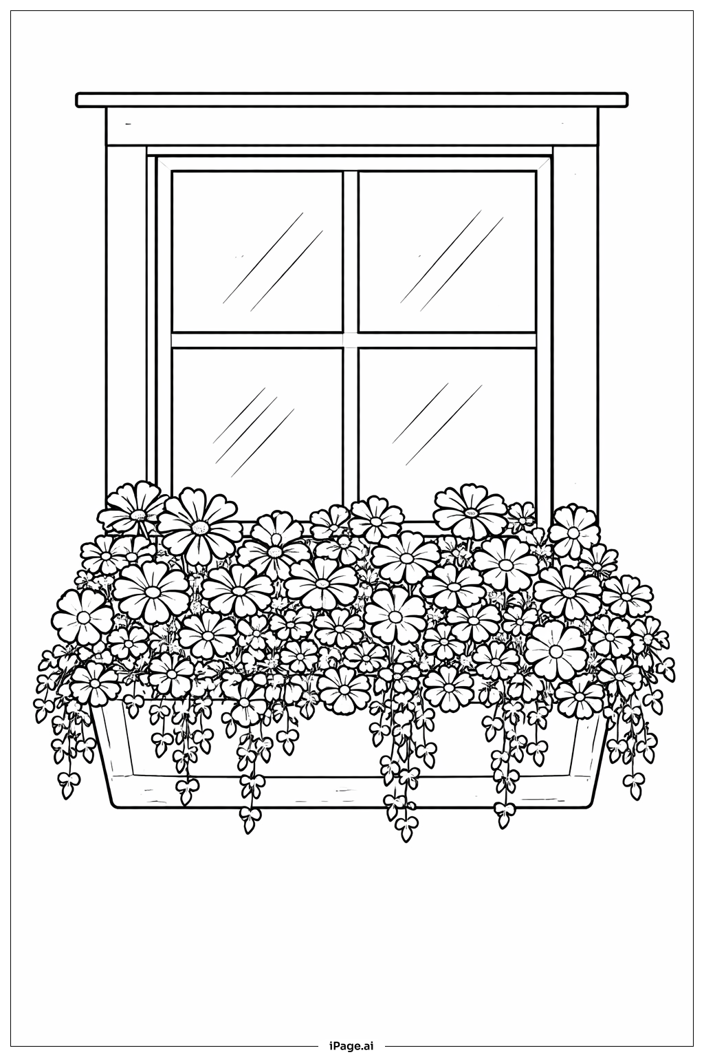 Window Box Flower Display Coloring Page