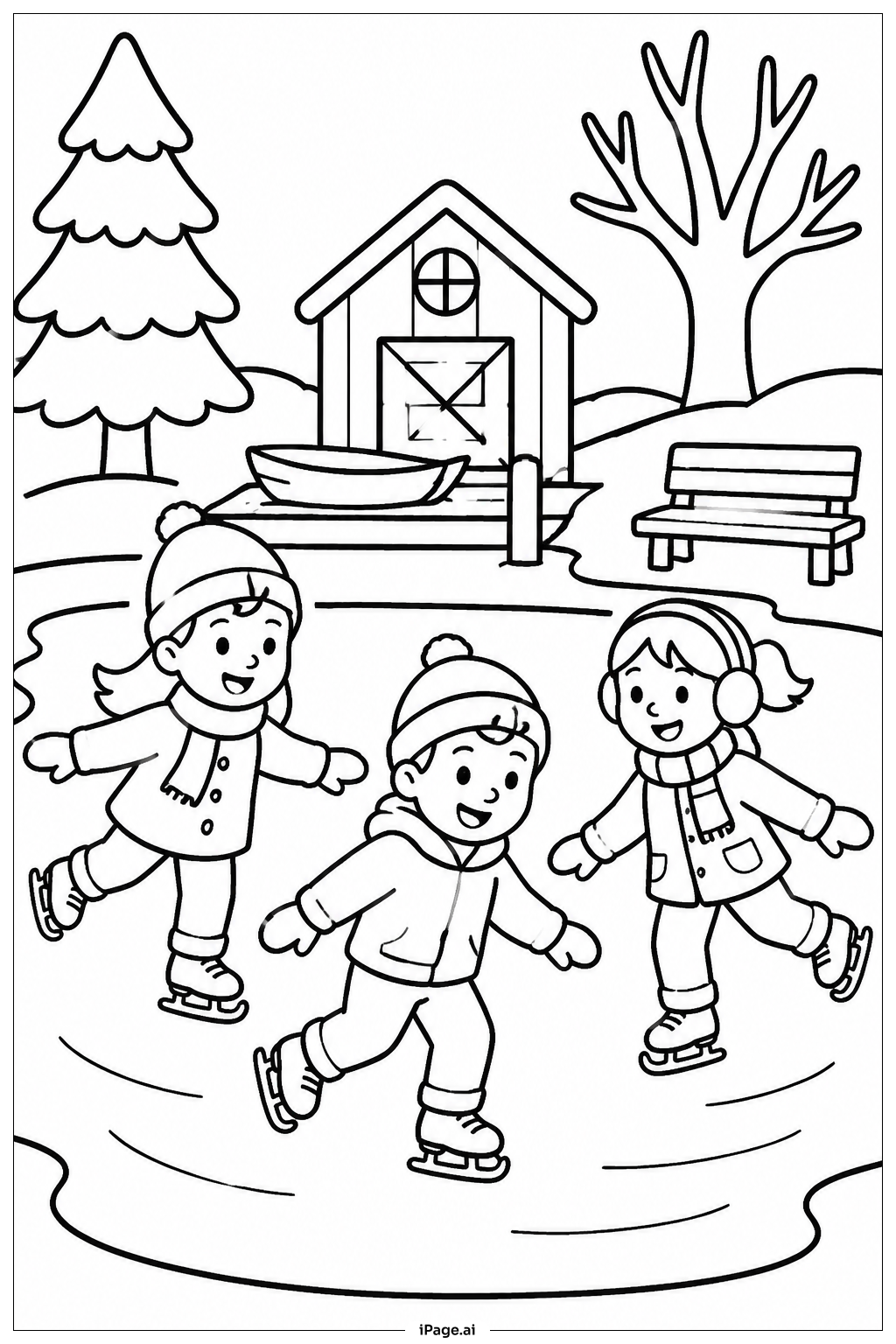  Winter Frozen Pond Coloring Page 