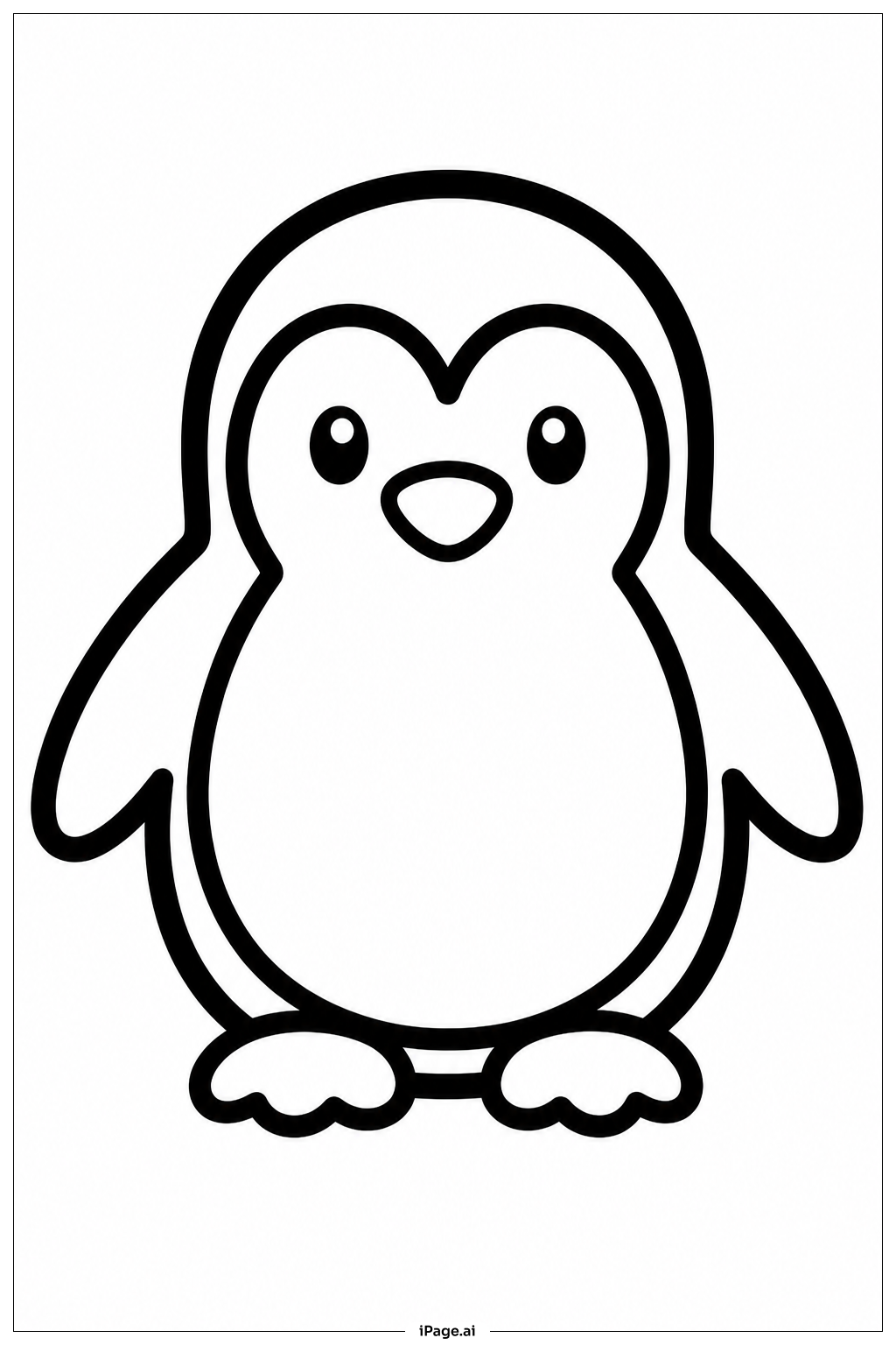  冬季企鹅填色页 