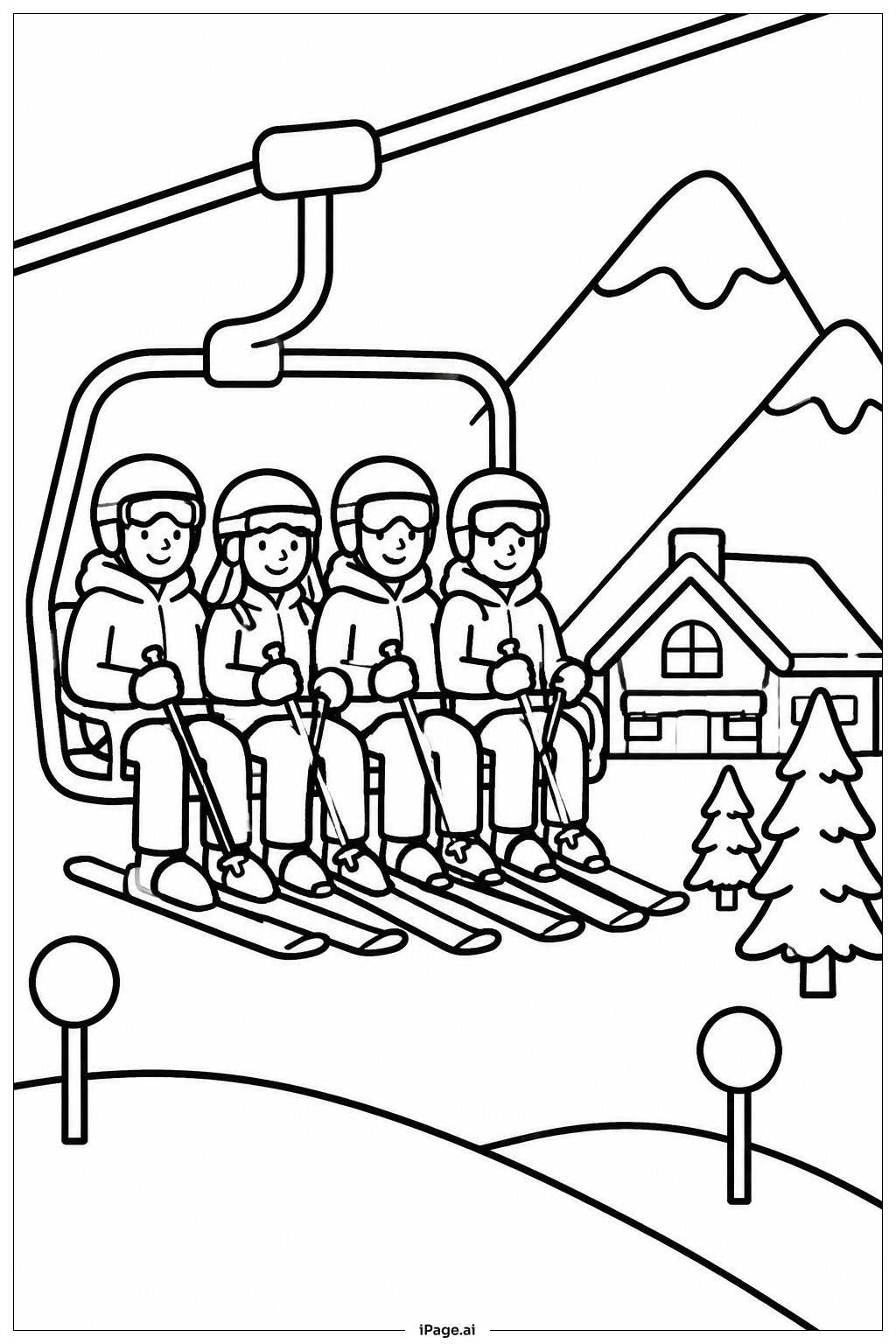  Winter Ski Resort Coloring Page 