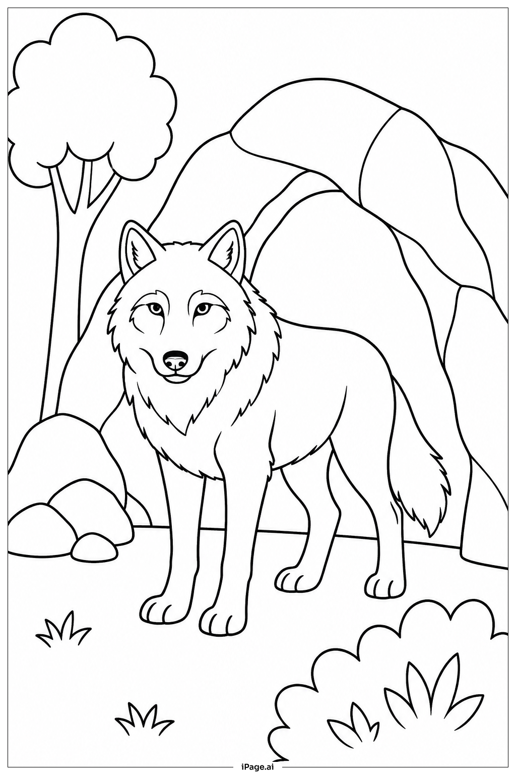  Wolf At Cave Entrance Coloring Page 