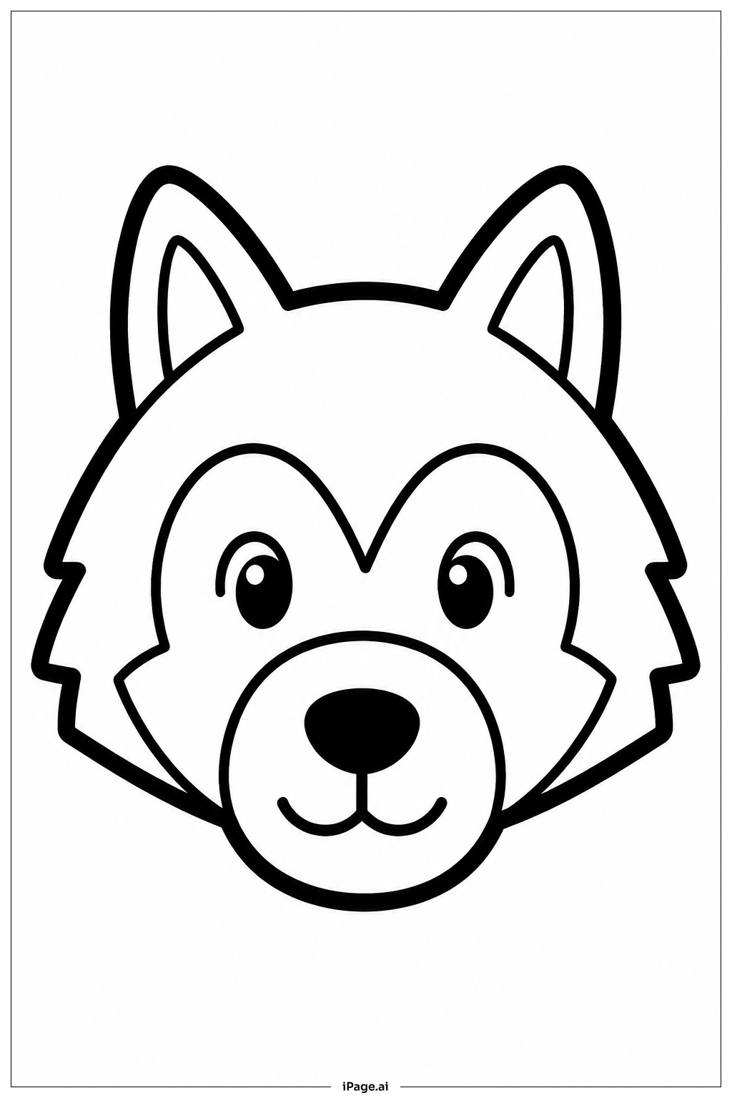 Wolf Face Closeup Coloring Page