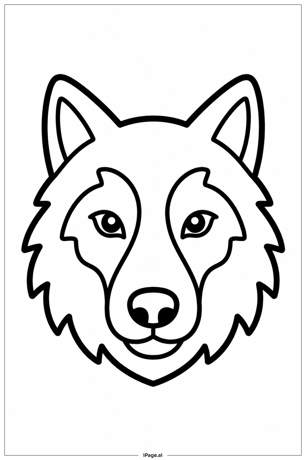 Wolf Head Frontal Coloring Page