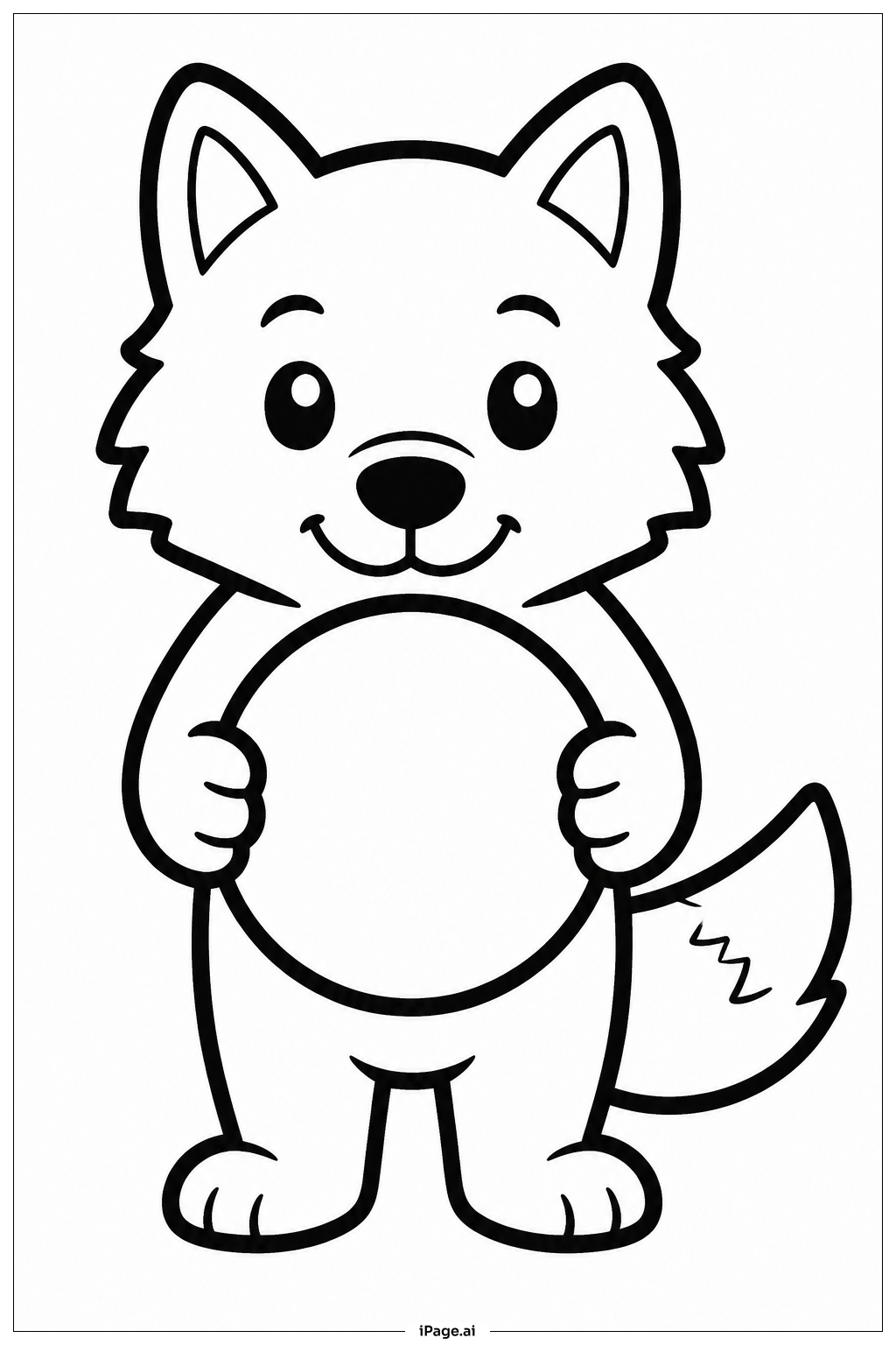 ボールを持つオオカミの塗り絵ページ