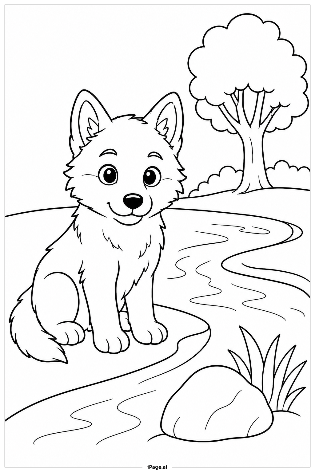 Wolf Pup By River Coloring Page 
