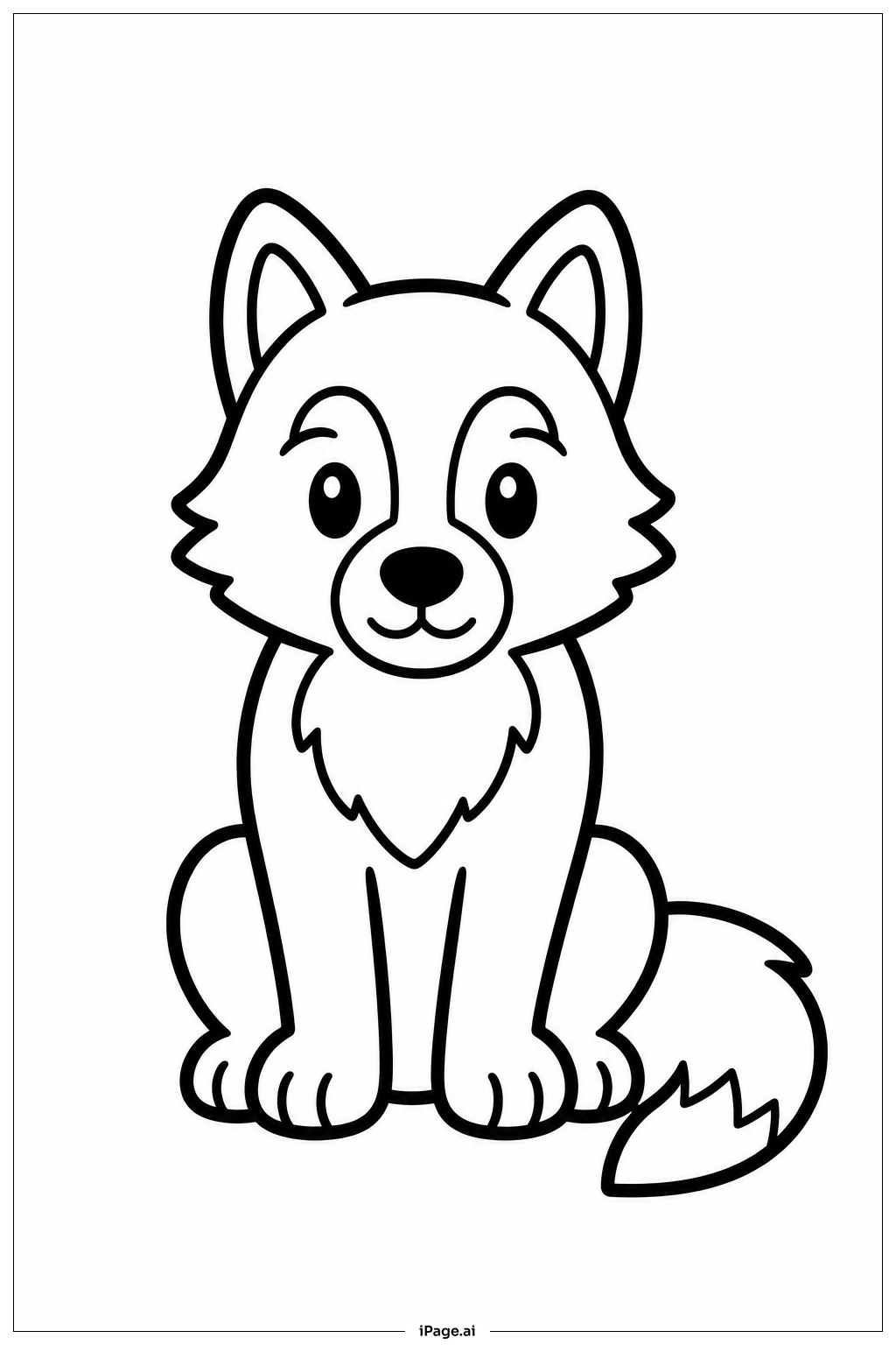 静かに座るオオカミの塗り絵ページ
