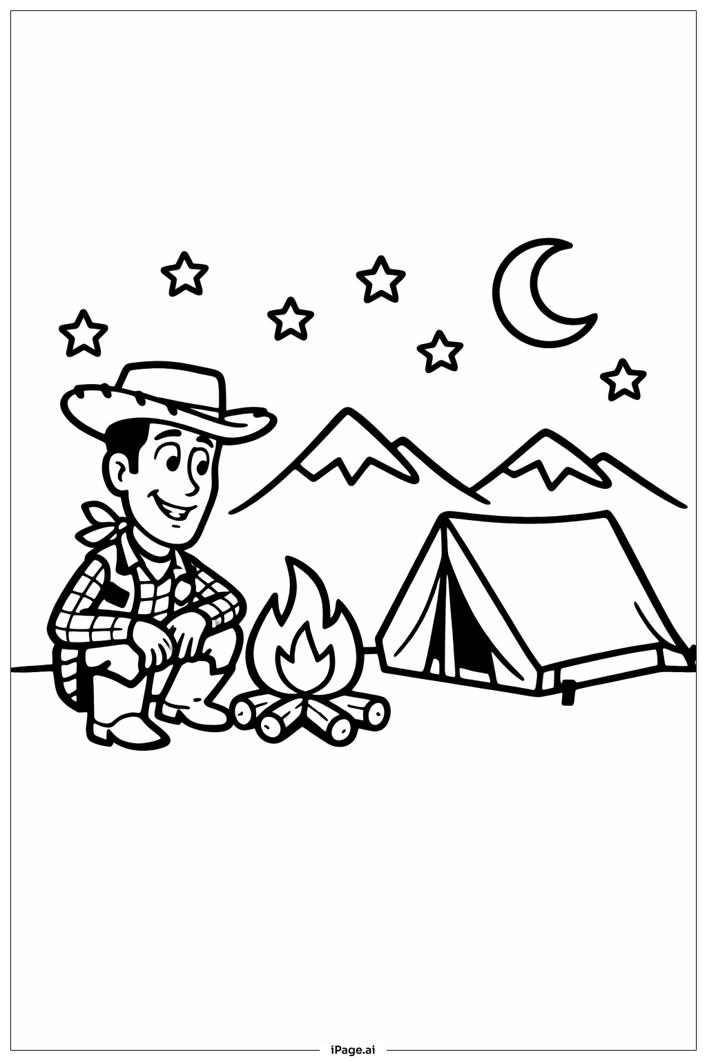  Page de coloriage Camping Woody 