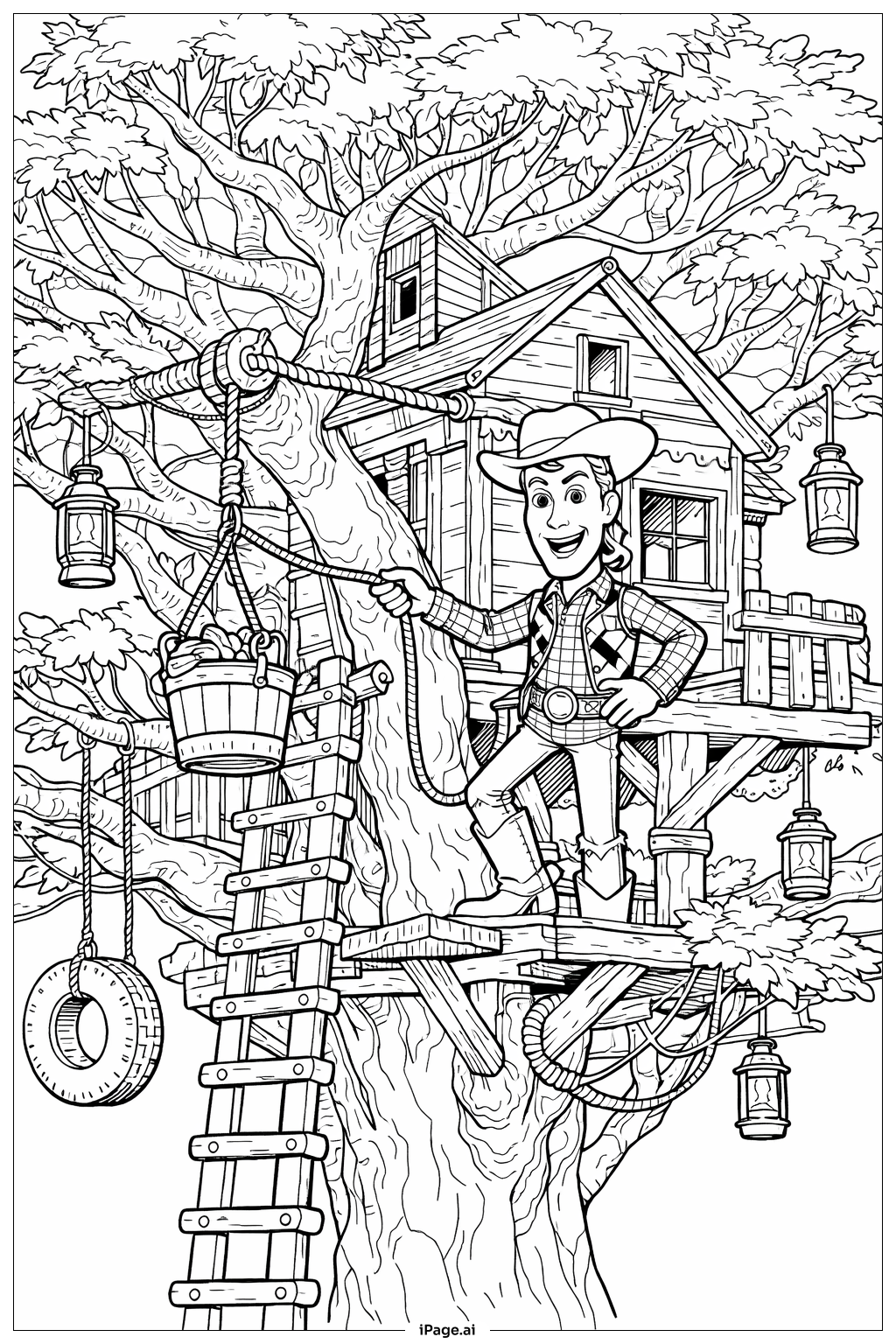 Woody dans la cabane dans les arbres