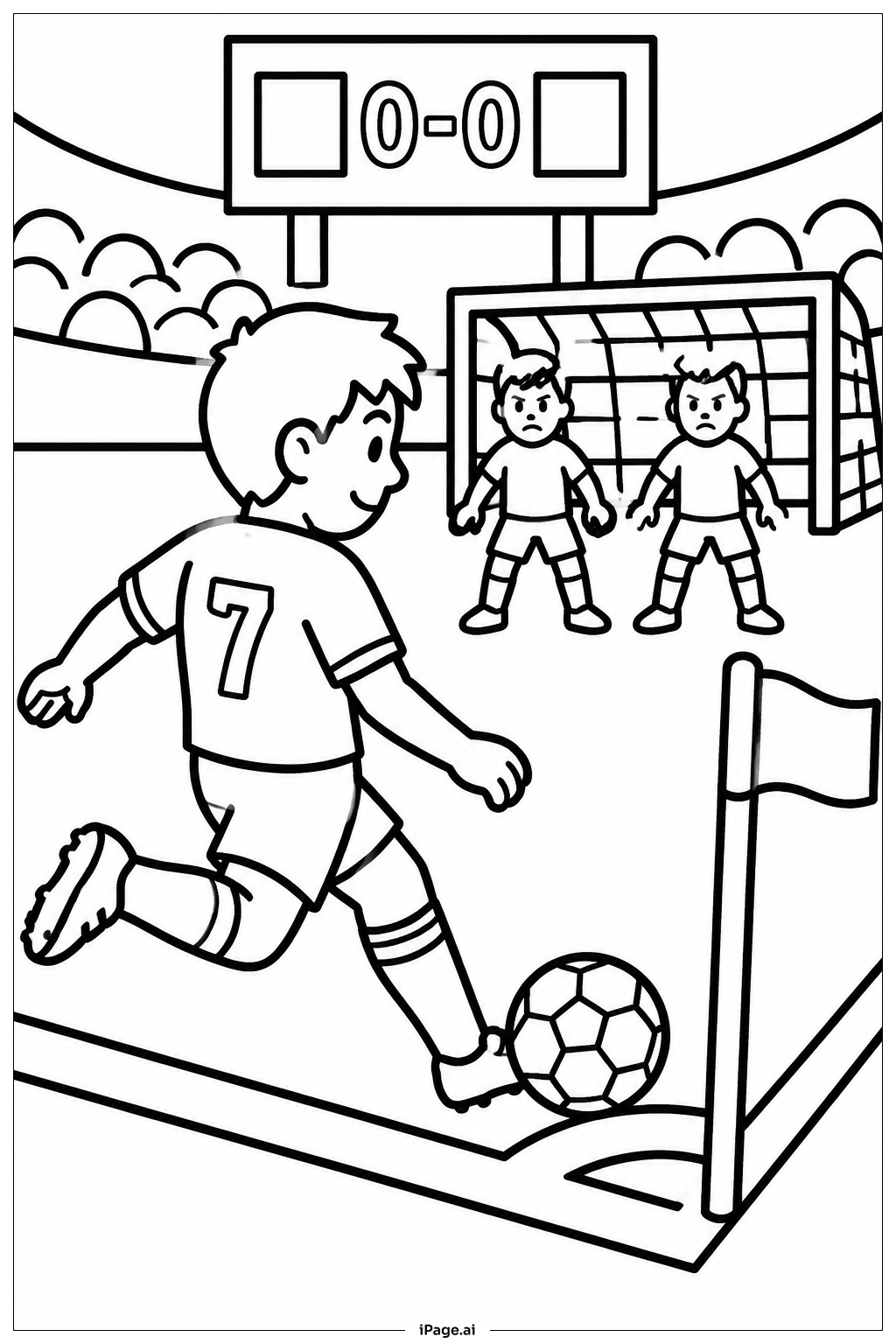  Página para colorear de Tiro de esquina del Mundial 