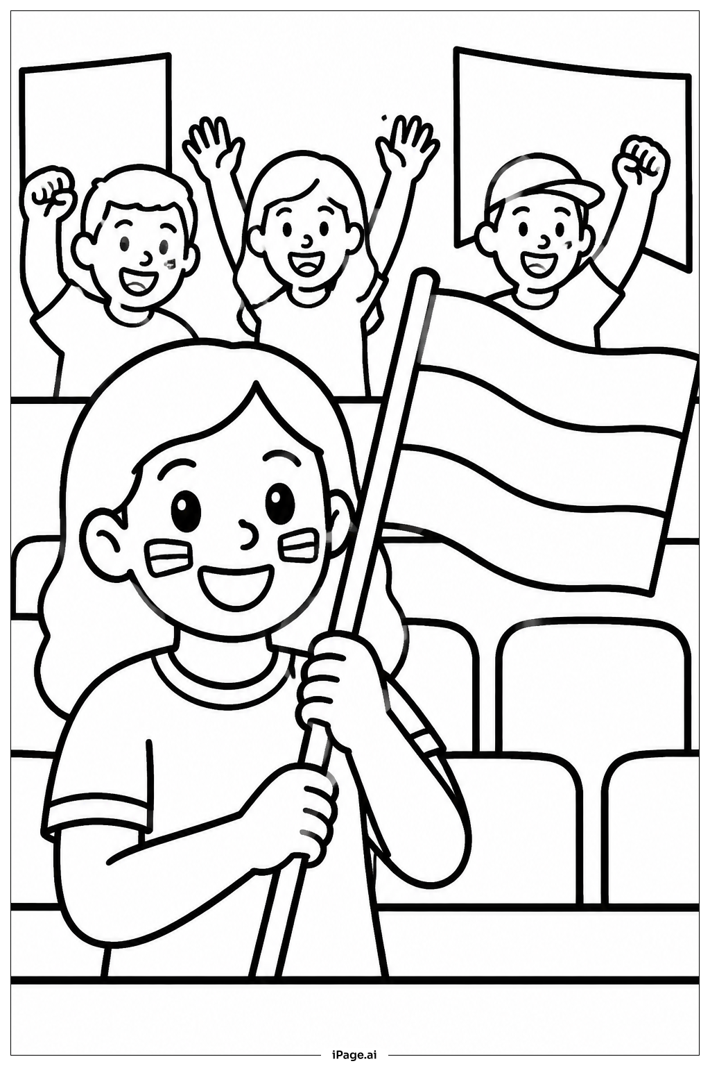  Página para colorear de Multitud de aficionados de la Copa Mundial 