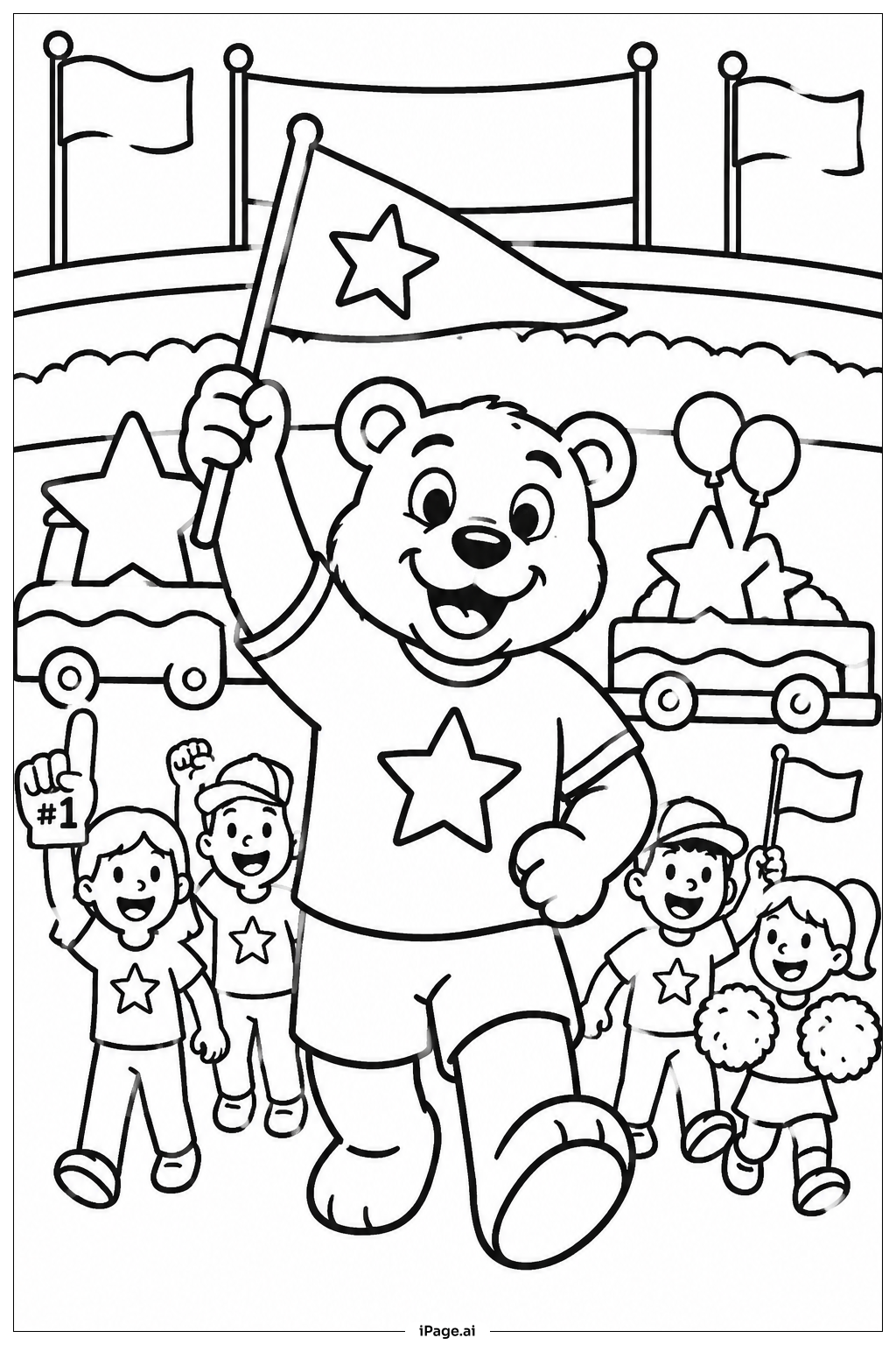 Página para colorear de Desfile de Mascotas de la Copa Mundial 