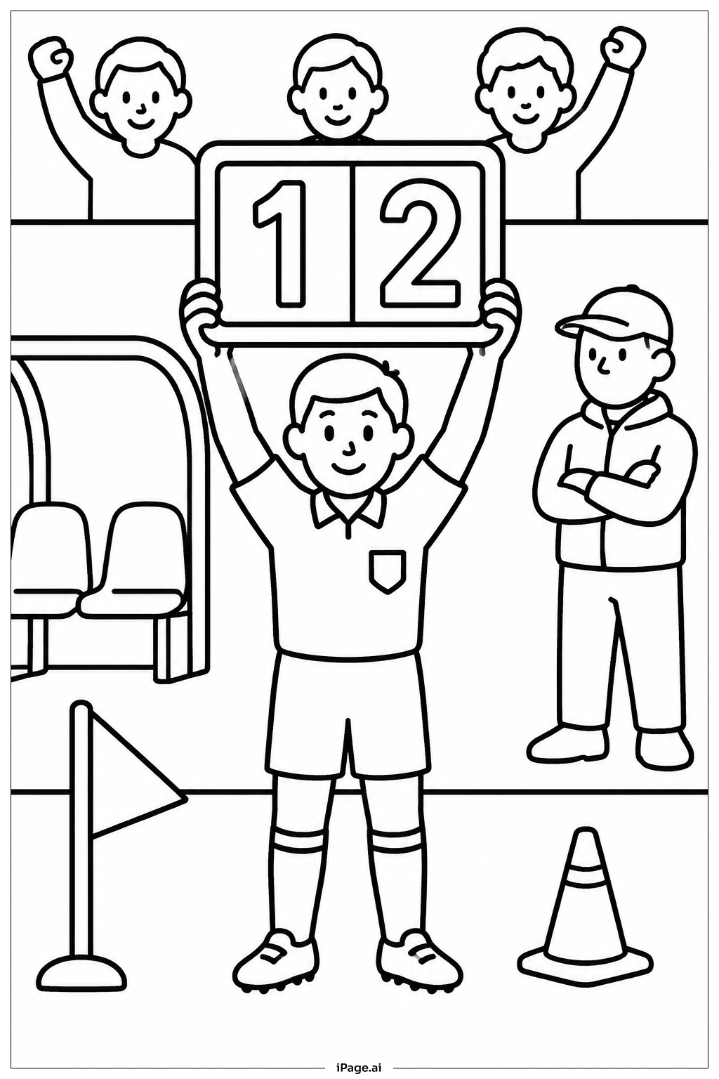  Página para colorir de Placar de Substituição da World Cup 