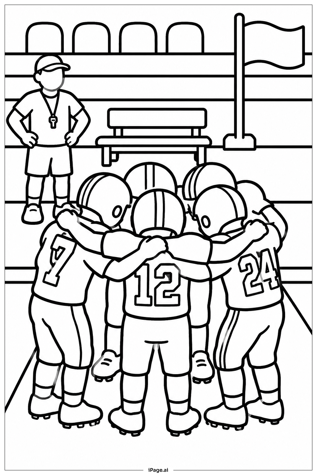  Página para colorear de Reunión de equipo del World Cup 