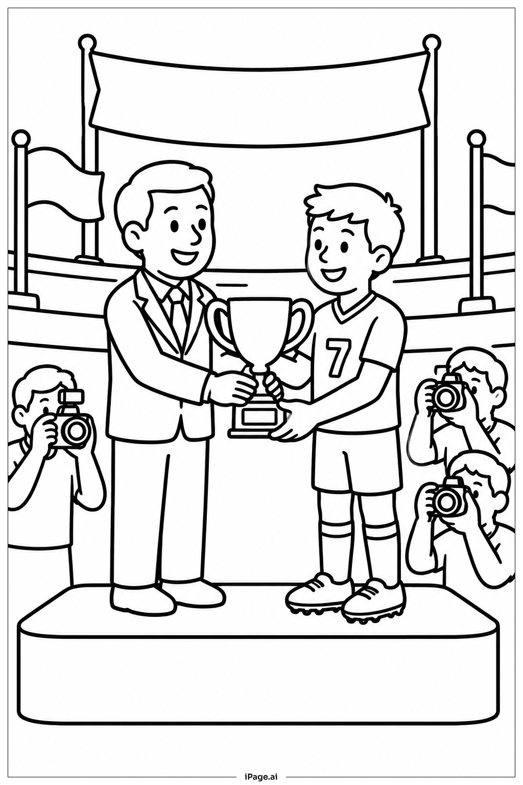 Página para colorear de Presentación del Trofeo de la Copa Mundial