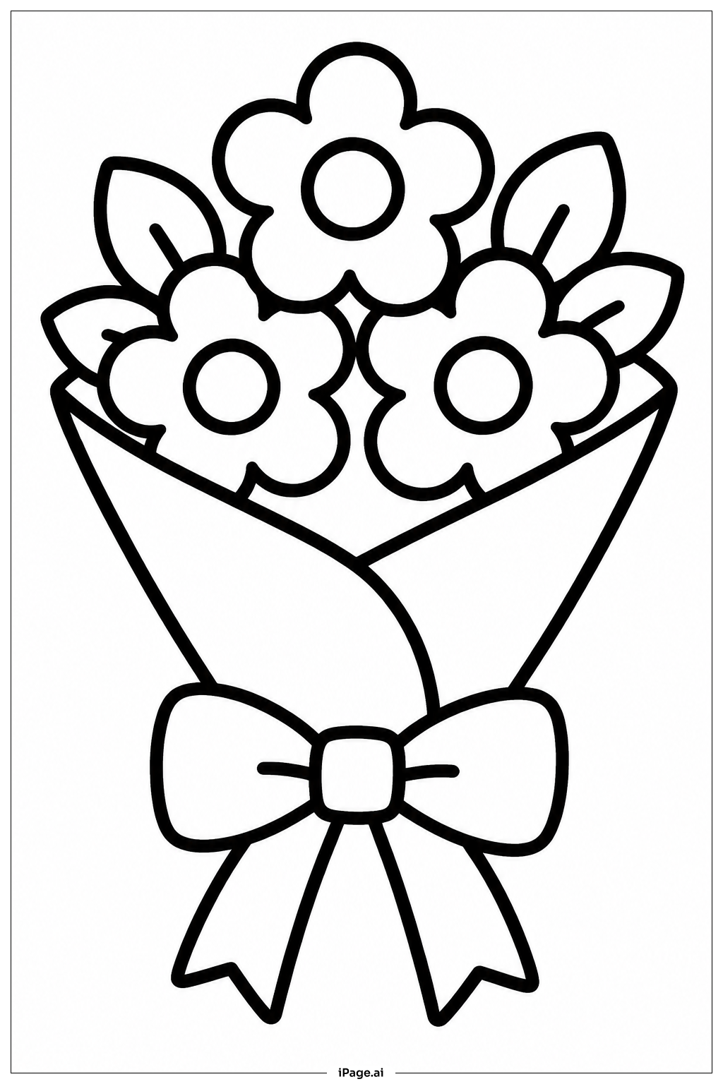 Wrapped Flower Bouquet Coloring Page