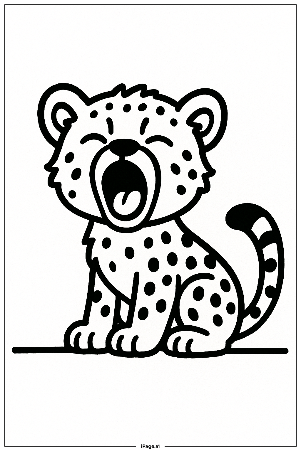  打呵欠的猎豹幼崽填色页 