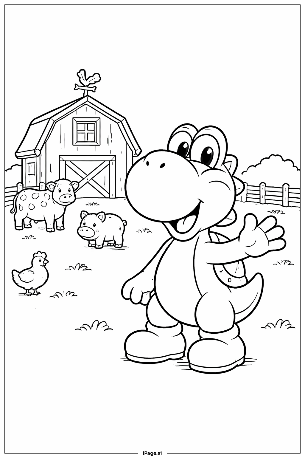  農場のヨッシーの塗り絵ページ 