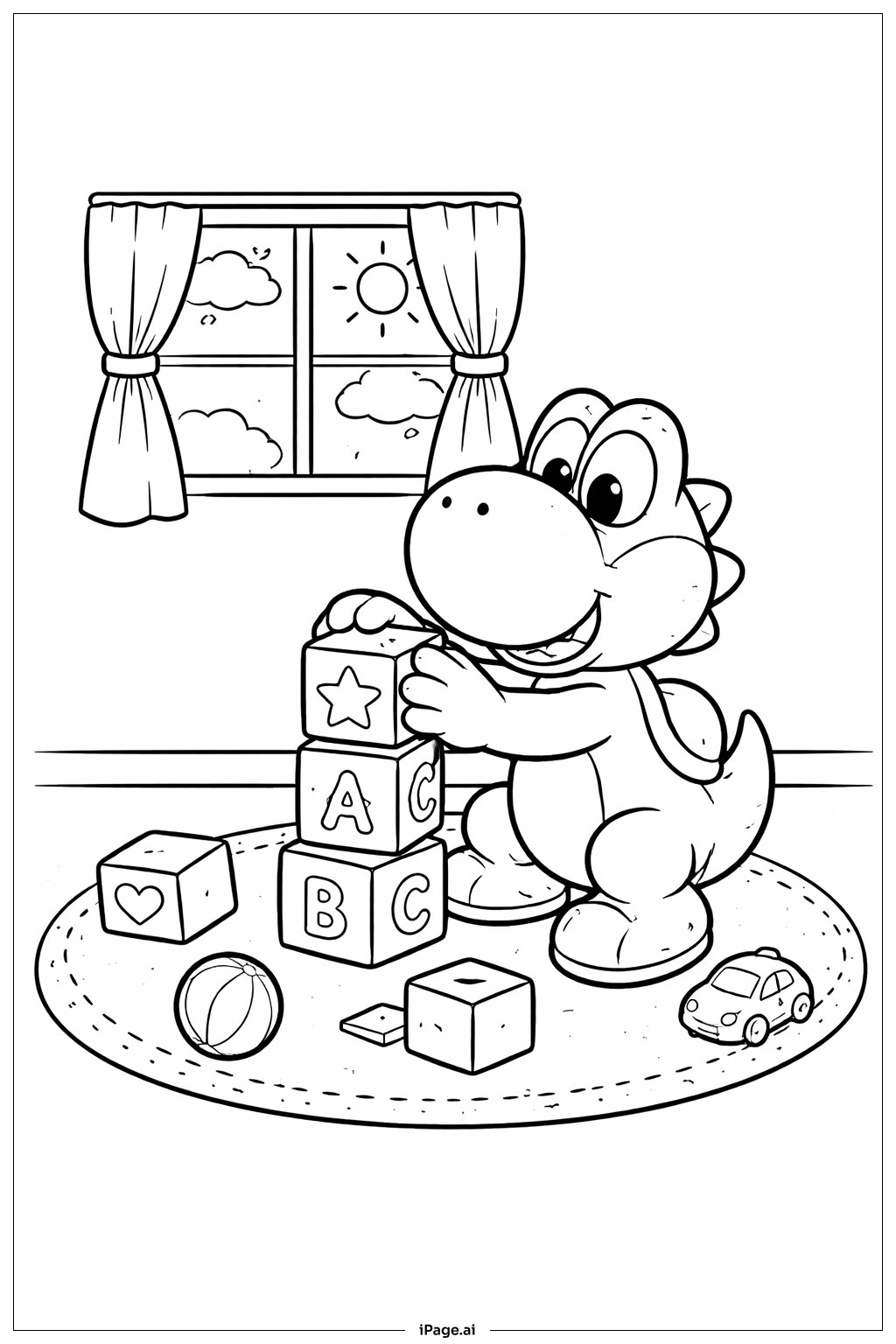  Yoshi 積木著色頁 