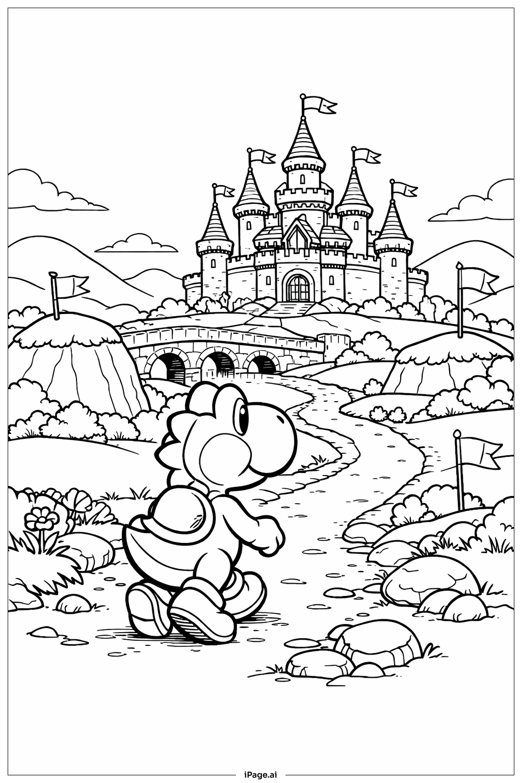  Yoshi Castle Journey Coloring Page 