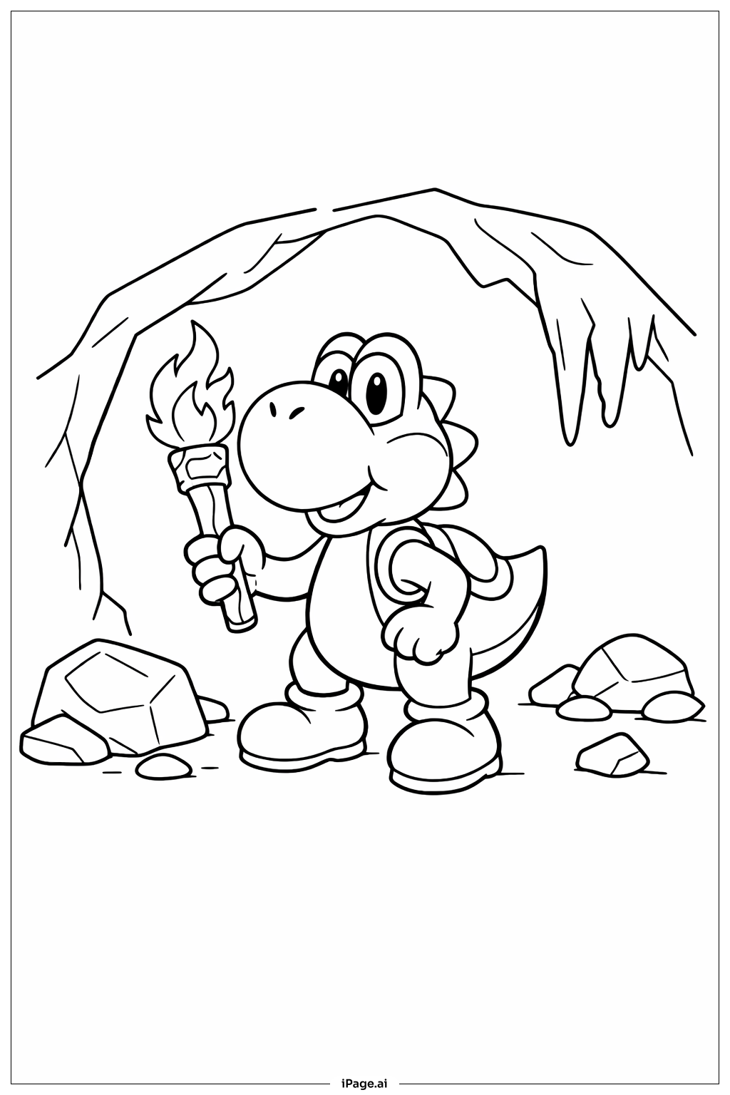  ヨッシーの洞窟探検の塗り絵ページ 