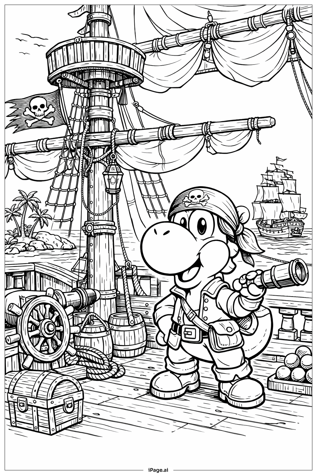  Yoshi 海盜船大戰著色頁 
