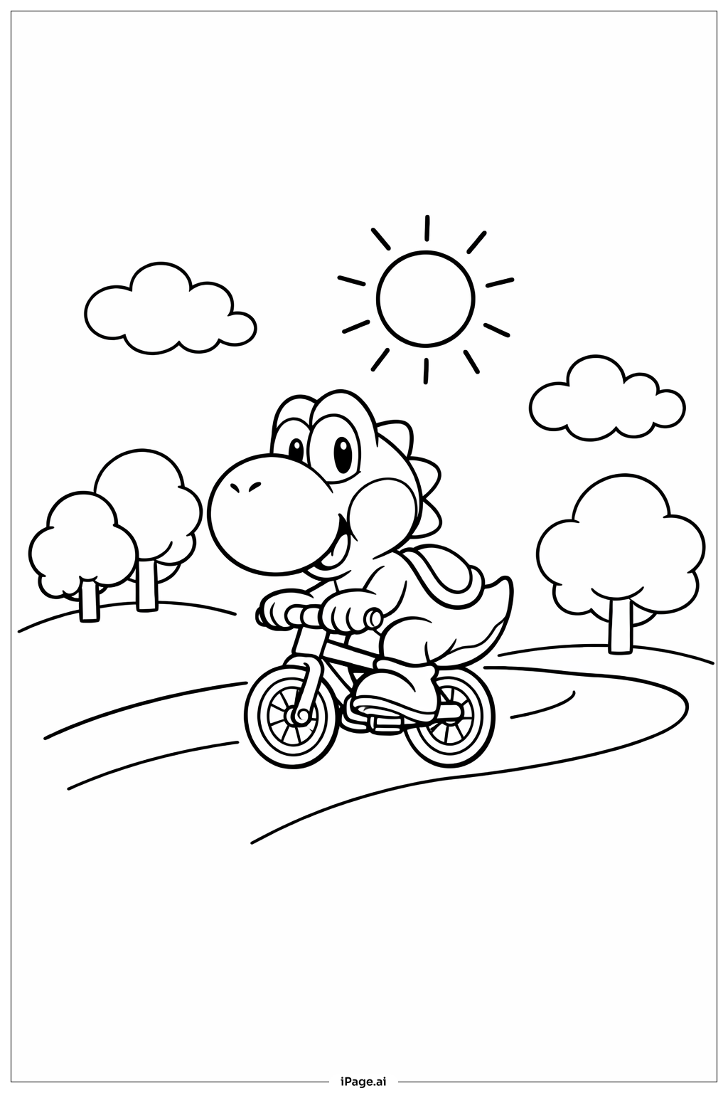  骑自行车的耀西填色页 