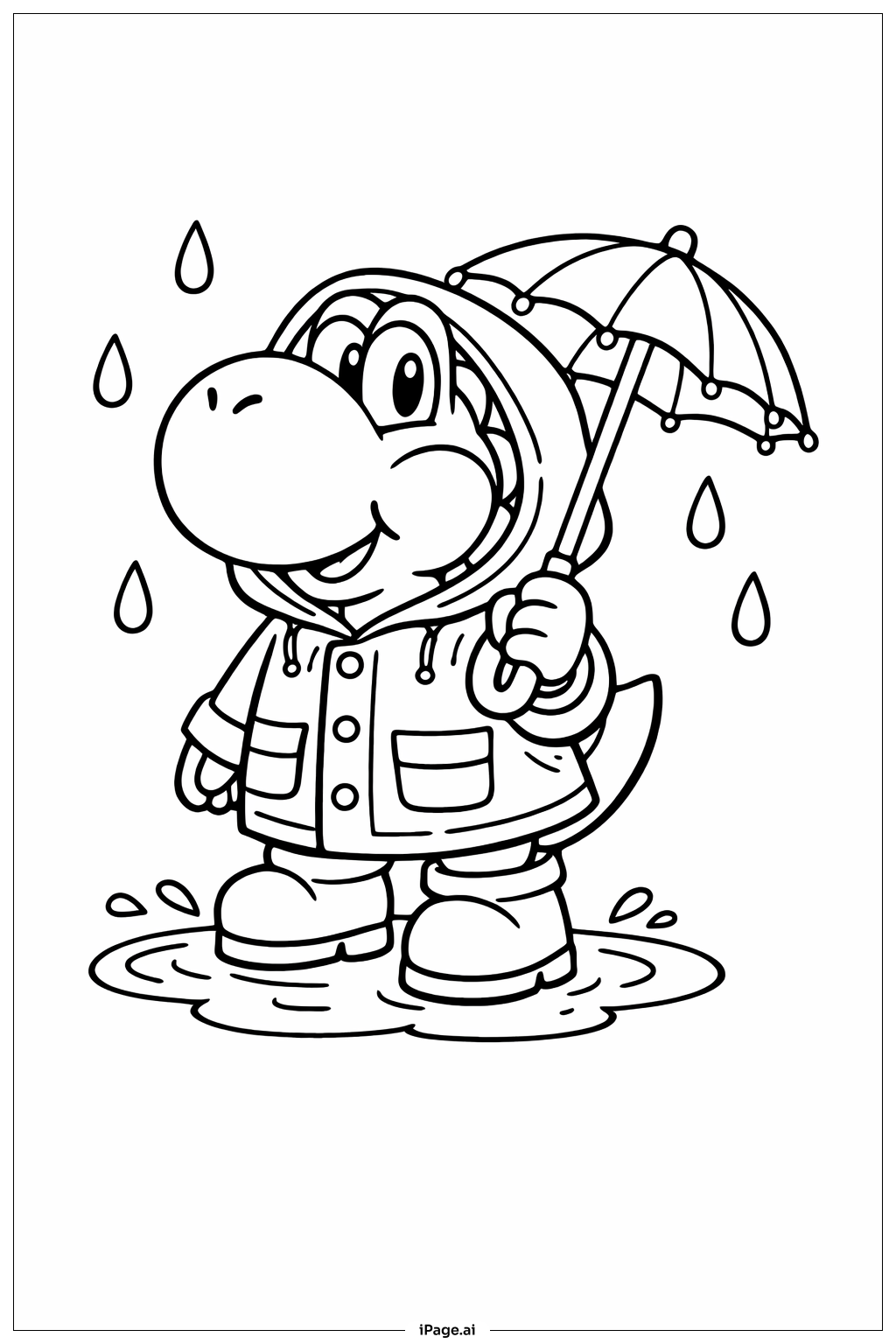  Yoshi im Regenmantel Ausmalseite 