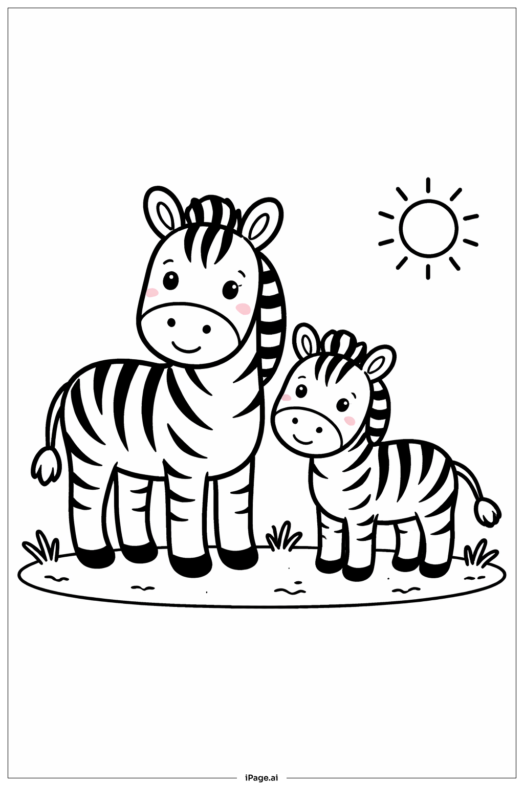 Trang tô màu Ngựa Vằn Và Con