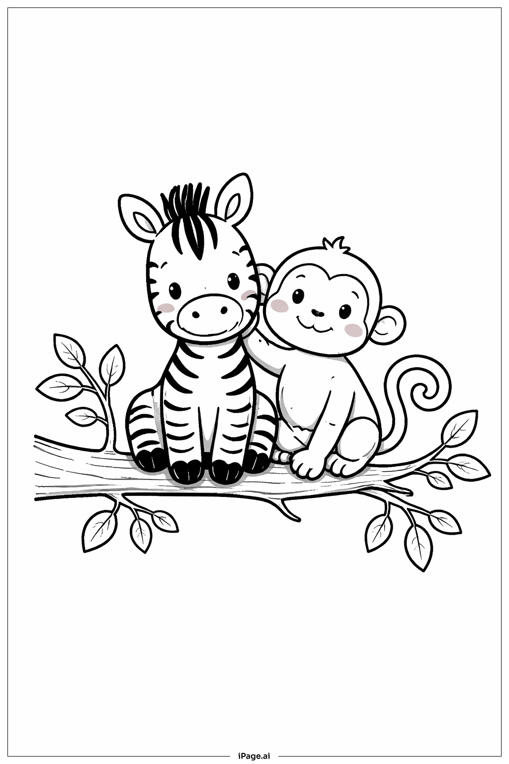 Trang tô màu Ngựa Vằn Và Người Bạn Khỉ