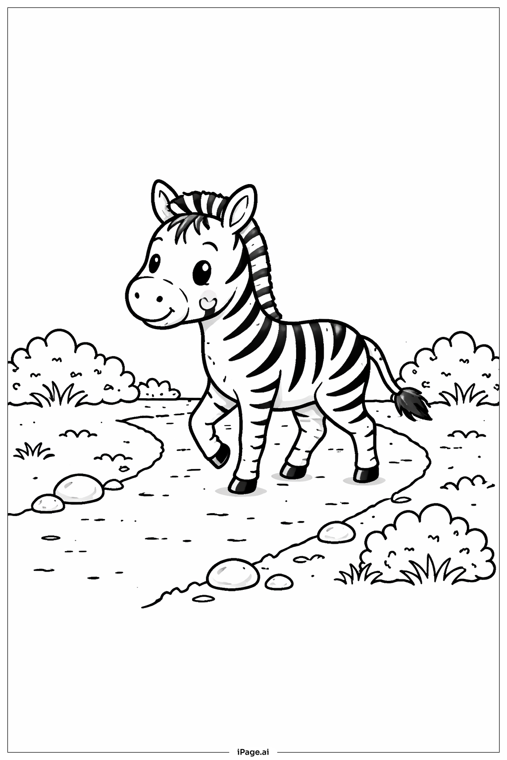 Trang tô màu Con đường qua đường Zebra