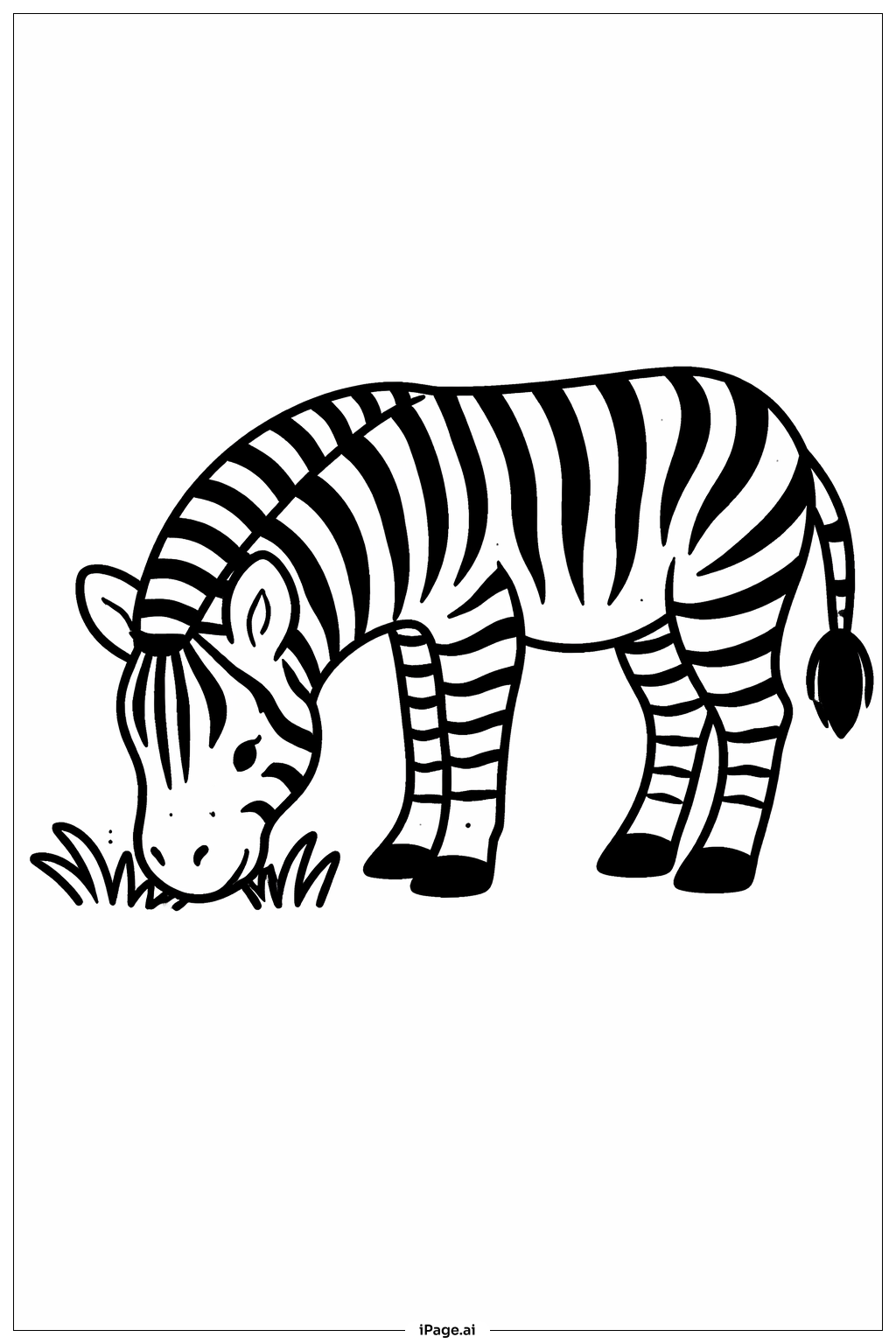 Trang tô màu Ngựa vằn ăn cỏ