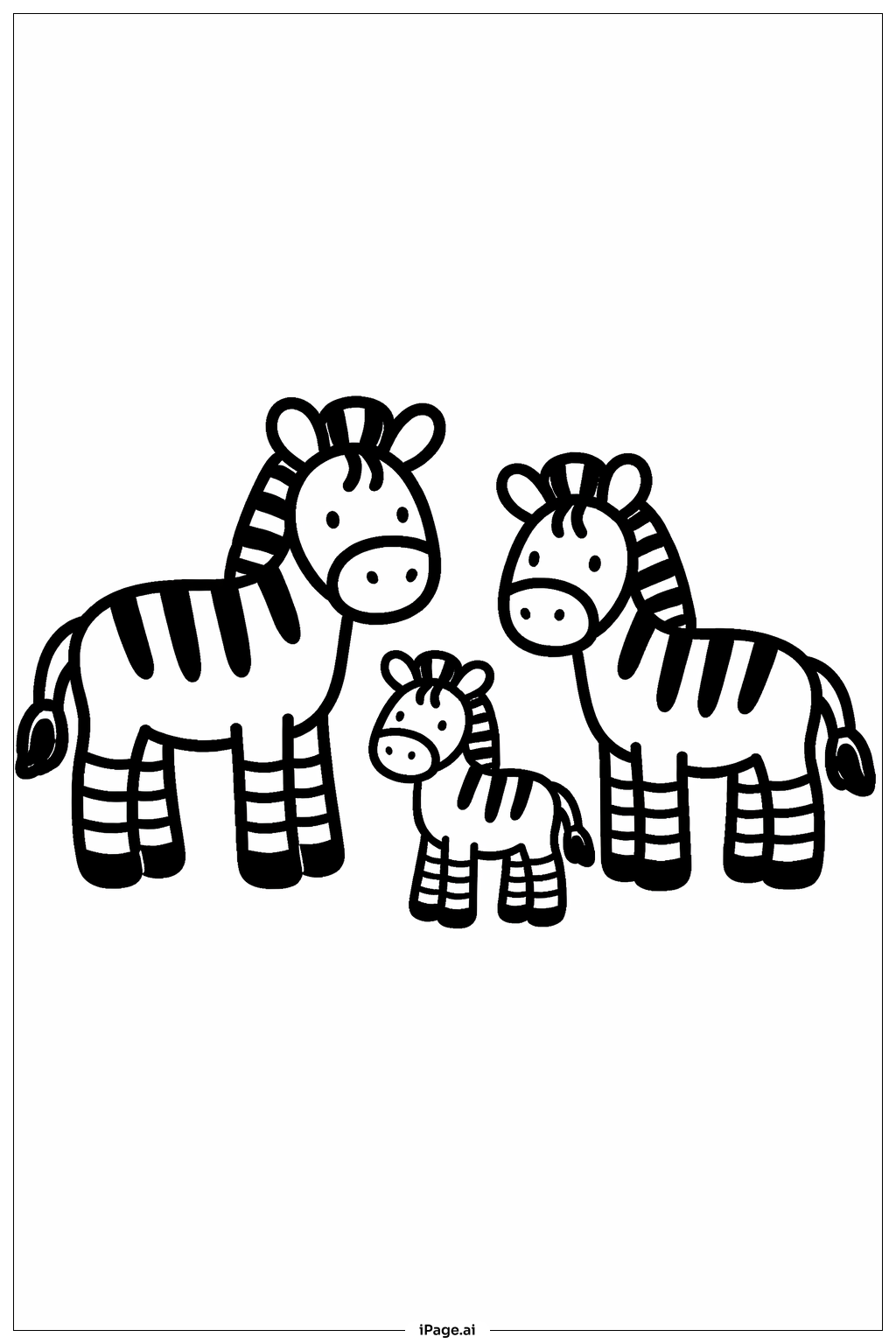 Trang tô màu Bộ Ba Gia Đình Ngựa Vằn