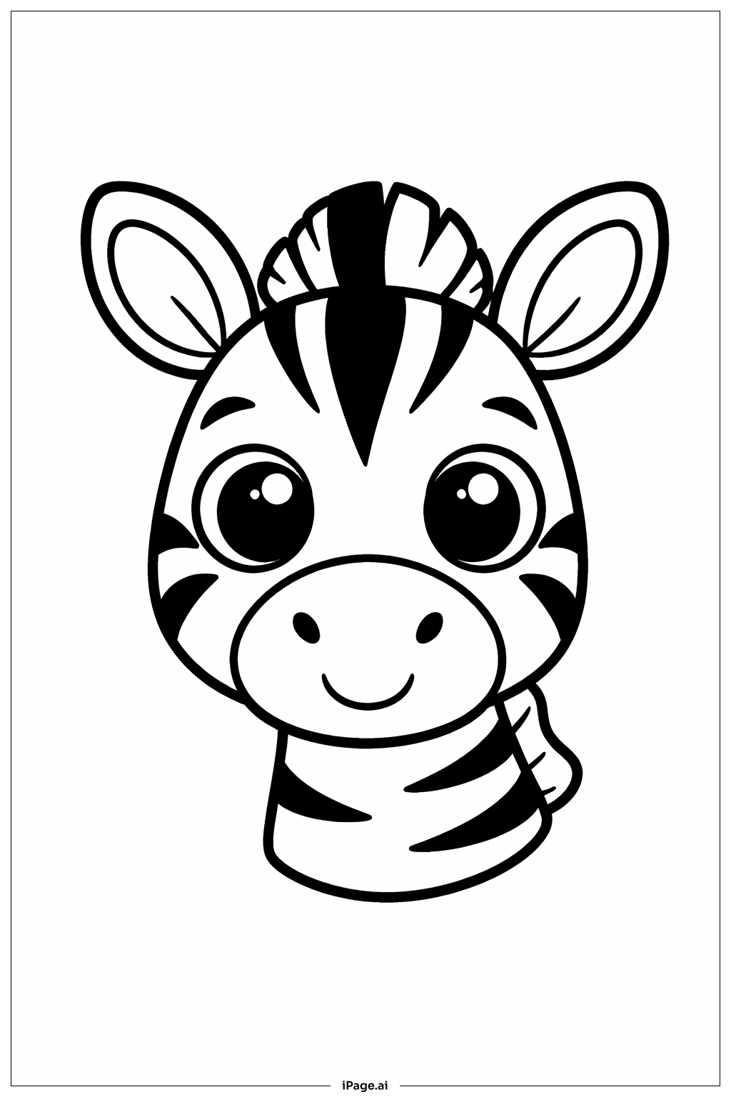 Trang tô màu Đầu Ngựa Vằn Với Đôi Mắt To