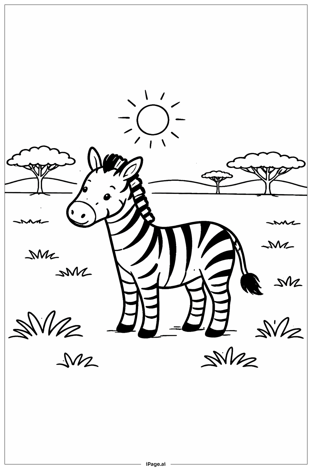 Trang tô màu Ngựa vằn ở vùng Savanna