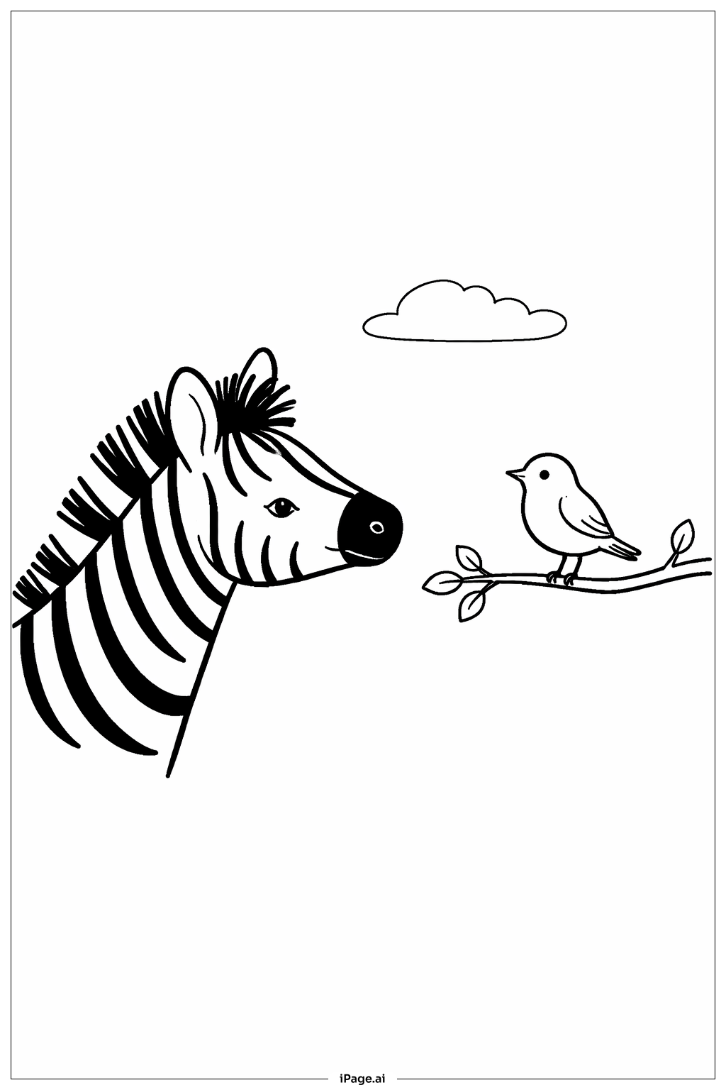 Trang tô màu Ngựa Vằn Nhìn Chim