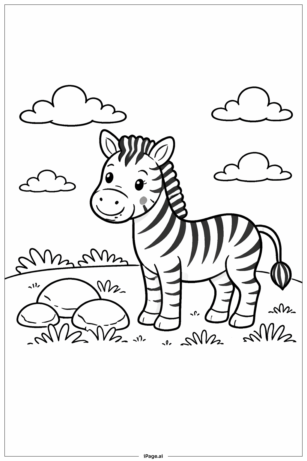 Trang tô màu Ngựa vằn gần các tảng đá