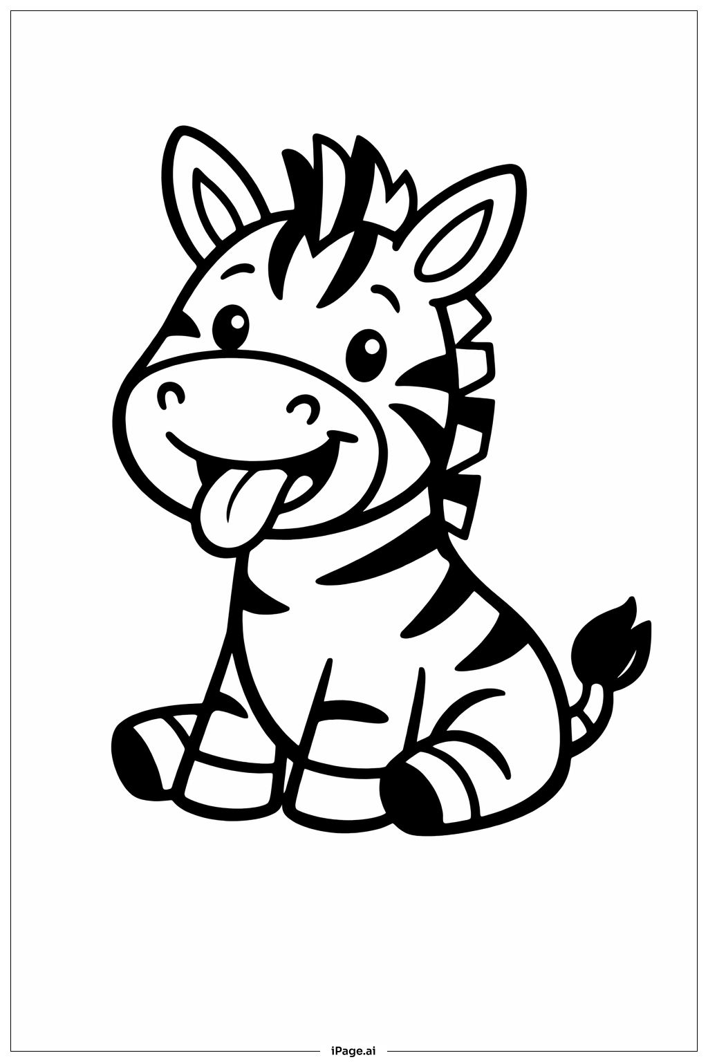 Trang tô màu Ngựa Vằn Cười Thè Lưỡi