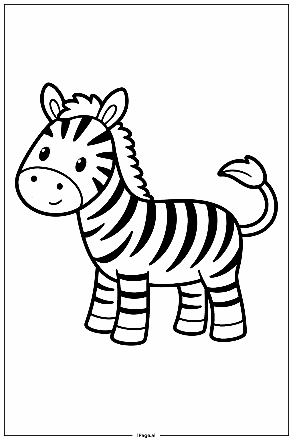 Trang tô màu Ngựa Vằn Với Đuôi Cong