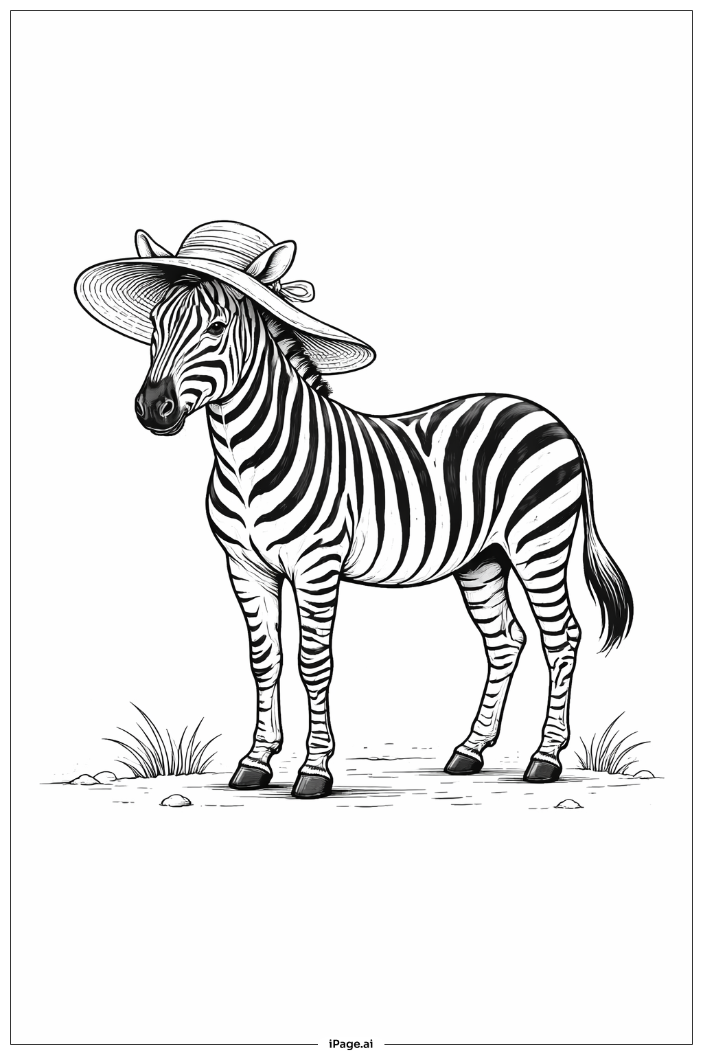 Trang tô màu Ngựa vằn đội mũ rộng vành