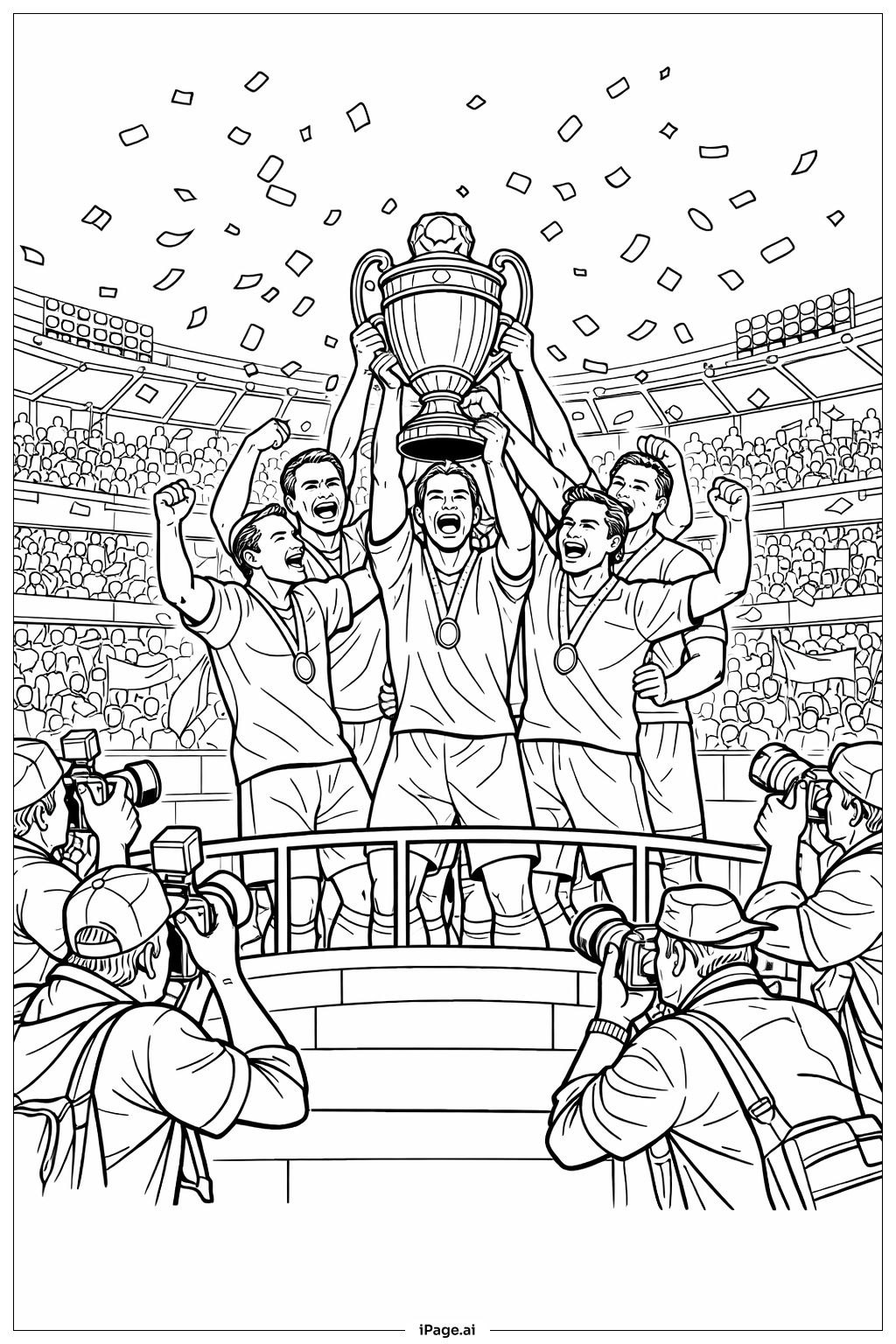 チャンピオンシップトロフィー表彰式 塗り絵ページ（無料のPDF＆PNG